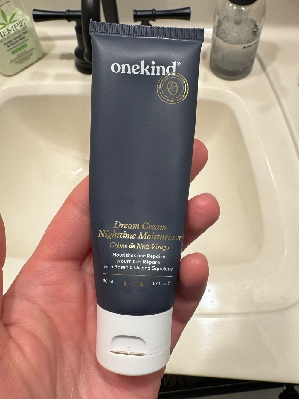 onekind Dream Cream Nighttime Moisturizer - Gray & White Tube 1.7 oz tube
